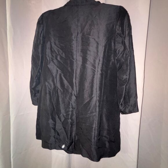 Vintage Silks by LSC Women's long shirt duster black 100% silk medium - Picture 2 of 6